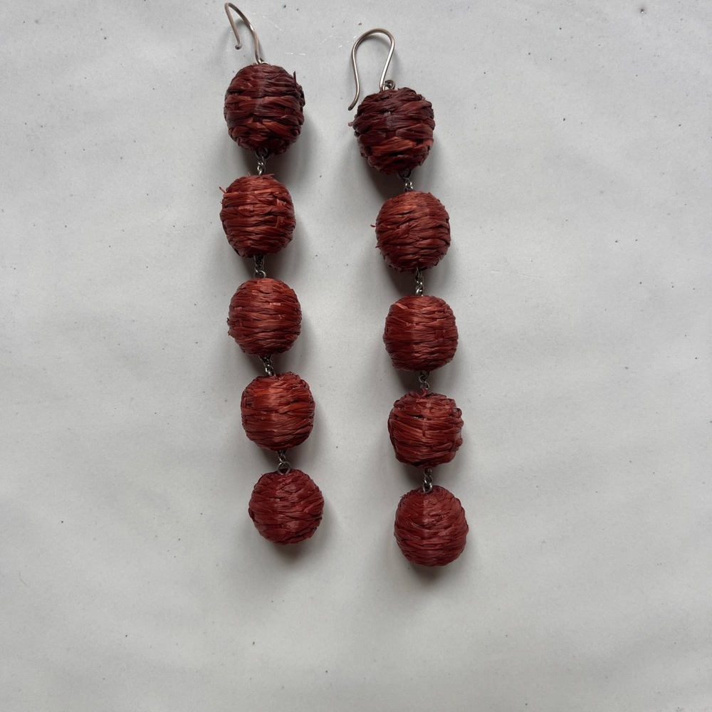 Chan Luu Deep Red Straw Earrings